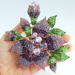 【送料無料】ジュエリー・アクセサリー ゴージャスパープルラインストーンクリスタルオーキッドフラワーブローチピン55 gorgeous purple rhinestone crystal orchid flower brooch pin pendant 04759c8