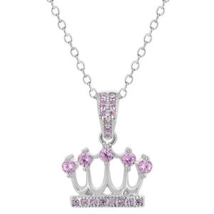 【送料無料】ジュエリー・アクセサリー シルバースターリングローズプリンセスクラウンリトルガールズネックレス925 argent sterling rose cz princesse couronne petit filles collier 406cm