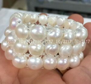 【送料無料】ジュエリー・アクセサリー ナチュラルパールビーズブレスレットnatural 3 rows 1011mm white freshwater pearl elastic beads bracelet 75 aaa