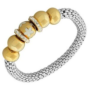 【送料無料】ジュエリー・アクセサリー スチールゴールドゴールドシルバーカラーフローラルクリスタルacier inoxydable maille or jaune couleur argentee floral cristaux cz extensible