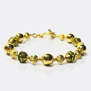 【送料無料】ジュエリー・アクセサリー ゴールドパールグリーンラインストーンブレスレットポケットbracelet perles dorees et strass vert pochette cadeau