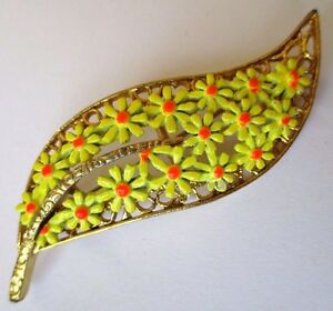 【送料無料】ジュエリー・アクセサリー オリジナルピンヴィンテージエナメルoriginale broche bijou vintage couleur or feuille fleur jaune email couleur 325