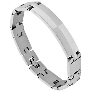 【送料無料】ジュエリー・アクセサリー スチールサチンコントラストバーブレスレットacier inoxydable identification satin contraste barre bracelet