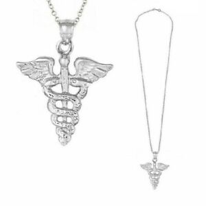 【送料無料】ジュエリー・アクセサリー シルバースターリングカラーカドゥセウスメディカルシンボルペンダントargent sterling collier wcaduceus medicale symbole pendentif