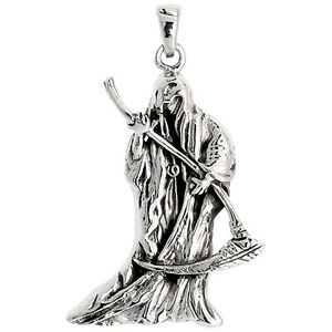 【送料無料】ジュエリー・アクセサリー シルバースターリングペンダントブレロックインチイタリアンチェーンボックスargent sterling grim reaper pendentif breloque, 18 italien boite chaine
