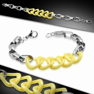 【送料無料】ジュエリー・アクセサリー トンブレスレットbracelet en ceramique a 2 tons en ceramique avec chaine a maillons ovales en aci