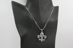 【送料無料】ジュエリー・アクセサリー シルバーメタルファッションネックレスリリーリリーフラワーブルロングホーンfemme argent metal mode collier fleur de lis lily fleur bull long corne vache