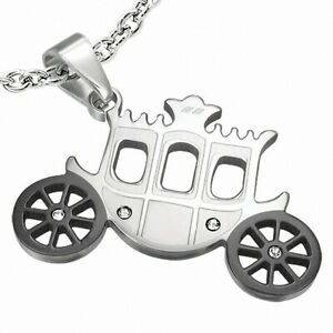 限定価格セール ジュエリー アクセサリー シルバーブラックステンレスプリンセスペンダントpendentif Carosse De Princesse En Acier Inoxydable Argentenoir 高質で安価 Reltexir Com