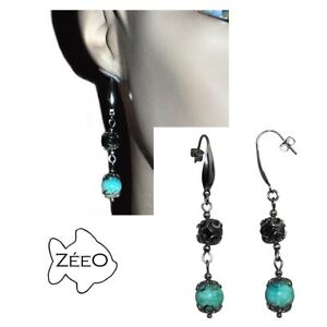 【送料無料】ジュエリー・アクセサリー eジュエリーイヤリングシルバースチールヘマタイトグリーンアマゾマイトzeeo bijoux boucles doreilles acier argente hematite et amazonite verte