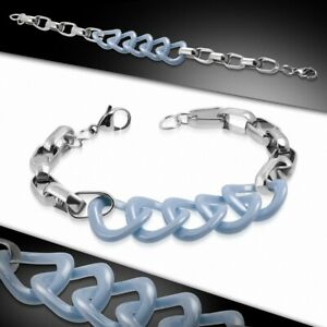 【送料無料】ジュエリー・アクセサリー チェーンリンクサークルトーンセラミックブレスレットbracelet en ceramique a 2 tons avec cercle enchevetrement avec chaine a maillons