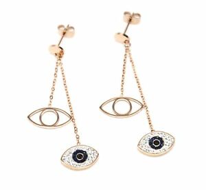 【送料無料】ジュエリー・アクセサリー イヤリングドールダブルアイスチールゴールドローズbo1466e boucles doreilles pendantes medaille, double oeil acier or rose et