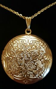 【送料無料】ジュエリー・アクセサリー グレートリアルラウンドメダリオンペンダントgrand vrai 18k or rempli rond medaillon pendentif avec collier gratuit