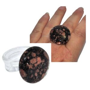 【送料無料】ジュエリー・アクセサリー ガラスブラックパターンオリジナルクラフトリングbague artisanale originale en verre souffle motif noir et cuivre t 58 bijou