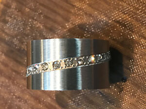 【送料無料】ジュエリー・アクセサリー スワロフスキークリスタルリングブラシスチールポーチbague neuve cristaux swarovski acier brosse pochette
