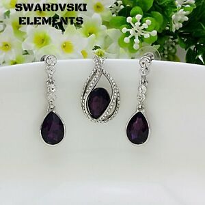 【送料無料】ジュエリー・アクセサリー ジュエルネックレスネックレススワロフスキーRエレメンツゴールドbijou parure boucles collier pendentif ovale swarovskiR elements violet pq or