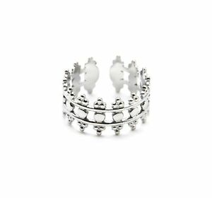 【送料無料】ジュエリー・アクセサリー ポイントシルバースチールオープンリングリングクラウンbg969f bague anneau couronne ajouree avec contour pointes acier argente