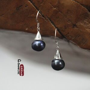 【送料無料】ジュエリー・アクセサリー バロックブラックシルバーマッシブイヤリングboucles doreilles perle de culture baroque gris noir argent massive 925 tz2 b29