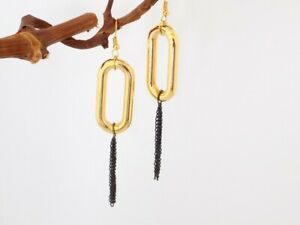 【送料無料】ジュエリー・アクセサリー ゴールデンリングリンクブラックチェーンboucles dorees maillon ovale chainettes noires