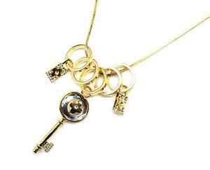 【送料無料】ジュエリー・アクセサリー ジャンパーネックレスリングゴールデンメタルペンダントクローバーキーcl1490e sautoir collier pendentif anneaux metal dore avec cle trefle et cad
