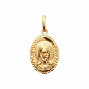【送料無料】ジュエリー・アクセサリー キリストオーバルメダルゴールドメッキペンダントpendentif en plaque or medaille ovale christ