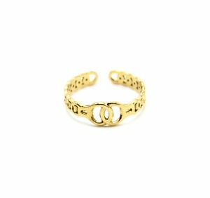 【送料無料】ジュエリー・アクセサリー リングリンクゴールデンスチールbg1109f bague anneau maillons avec menottes acier dore