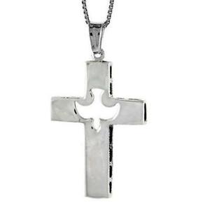 【送料無料】ジュエリー・アクセサリー シルバースターリングクロスマットペンダントチェーンargent sterling croix avec decrites colombe finition mat pendentif, 18 chaine 13,666円