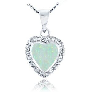 【送料無料】ジュエリー・アクセサリー シルバースターリングホワイトオパールハートネックレスargent sterling synthetique blanc opale amp; cz coeur collier