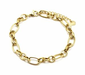 【送料無料】ジュエリー・アクセサリー チェーンブレスレットリンクマッチングゴールデンスチールパターンbc4186f bracelet chaine maillons assortis motif acier dore