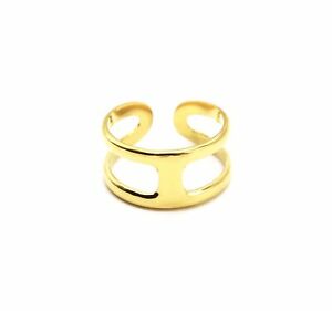 【送料無料】ジュエリー・アクセサリー セントラルバレゴールデンスチールオープンリングbg1090f bague large ajouree avec barre centrale et contour acier dore