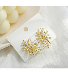 【送料無料】ジュエリー・アクセサリー イヤリングクラスチップスパヴェゴールドメッキboucles doreilles clous puces feu dartifice pave cz plaque or 18k g9 c