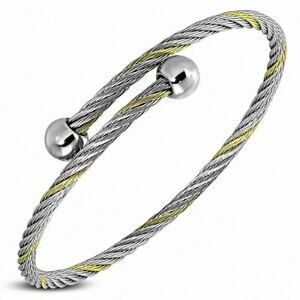【送料無料】ジュエリー・アクセサリー エンボッセケーブルステンレストルクカフブレスレットbracelet manchette torc en acier inoxydable torsade a cable torsade avec 2 embou