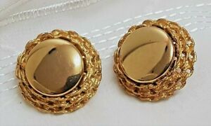 【送料無料】ジュエリー・アクセサリー ヴィンテージイヤリングクリップメタルカラースムーズテクスチャメッシュvintage boucles doreilles clips metal couleur or lisse maille texture ajoure g4