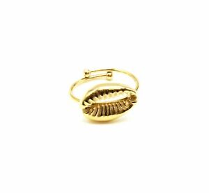 【送料無料】ジュエリー・アクセサリー カウリゴールデンスチールシェルリングbg550f bague reglable avec coquillage cauri acier dore