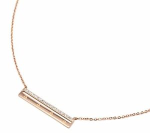 【送料無料】ジュエリー・アクセサリー ファインチェーンネックレスcc2924e collier fine chaine pendentif rectangle ajoure acier or rose et strass
