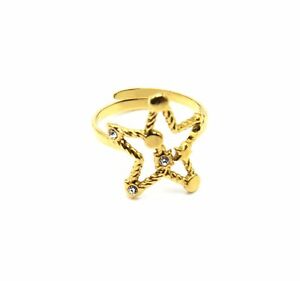 【送料無料】ジュエリー・アクセサリー スターコンタートードゴールデンスチールストラスリングbg1115f bague reglable avec etoile contour torsade acier dore et strass