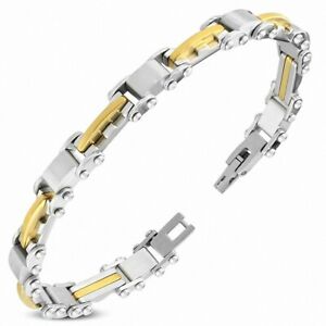 【送料無料】ジュエリー・アクセサリー トンパンサーリンクブレスレットマットステンレススチールbracelet a maillons panthere geometrique a 2 tons, fini acier inoxydable mat