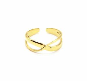 【送料無料】ジュエリー・アクセサリー ダブルクロスバリードダブルバーゴールデンスチールリングbg1015f bague ajouree double barres croisees acier dore