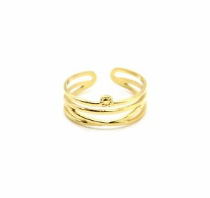 【送料無料】ジュエリー・アクセサリー ミニゴールデンスチールサンリングbg1111f bague reglable avec 4 rangs et mini soleil acier dore