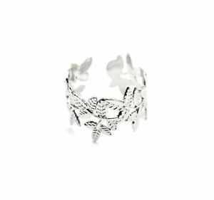 【送料無料】ジュエリー・アクセサリー マルチリーフリリーフシルバースチールリングbg886f bague large avec multi feuilles relief acier argente