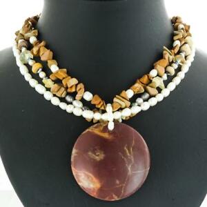 【送料無料】ジュエリー・アクセサリー レッドジャーペンダントパールシルバーネックレス2 opulent jaspe rouge pendentif et perles collier argent
