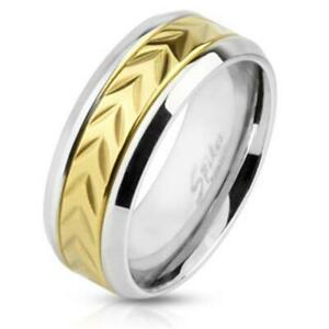 【送料無料】ジュエリー・アクセサリー シルバーリングセンターブラシbague en argent 8mm large or centre brosse fleches gravees 60 19 69 22