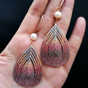 【送料無料】ジュエリー・アクセサリー ホワイトパールパヴェティアドロップダングルフックイヤリング32?white pearl cz pave teardrop dangle hook earrings