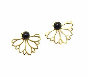 【送料無料】ジュエリー・アクセサリー イヤリングブラックパールゴールデンスチールコンターbo1757f boucles doreilles 2en1 perle noire et petales contour acier dore