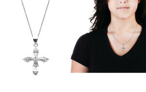 【送料無料】ジュエリー・アクセサリー シルバーマッシブジルコンキュービククロスネックレスペンダントargent massif zircon cubique croix collier pendentif 25x20mm 457cm