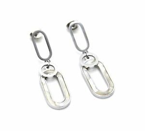 【送料無料】ジュエリー・アクセサリー イヤリングシルバースチールサークルbo1752e boucles doreilles rectangles arrondis, cercle contour acier argent