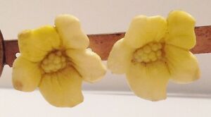 【送料無料】ジュエリー・アクセサリー イヤリングクリップboucles doreilles clips ancienne grande fleur de couleur jaune paille 390