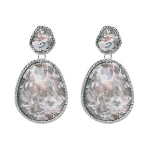 【送料無料】ジュエリー・アクセサリー イヤリングビッグドロップオーバルパターングレータートルboucles doreilles clip gros 2 goutte ovale motif ecaille tortue gris resine a28