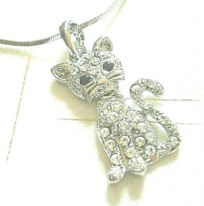 【送料無料】ジュエリー・アクセサリー クリスタルペンダントチェーンpendentif en cristal representant un chat avec chaine