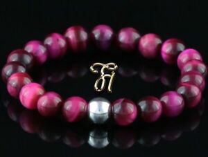 【送料無料】ジュエリー・アクセサリー タイガーアイスターリングシルバーブレスレットウーマンピンクパールoeil de tigre 925er bracelet en argent sterling femme perles rose 8mm