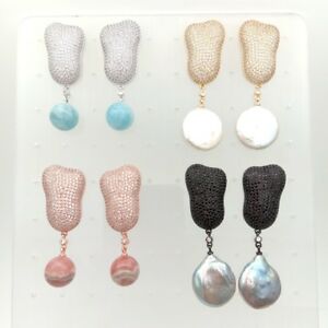 【送料無料】ジュエリー・アクセサリー パールゴールドメッキフクシアマイクロパヴェスタッドドロップイヤリングnatural gemstone pearl gold plated?fuchsia cz micro pave stud drop earrings